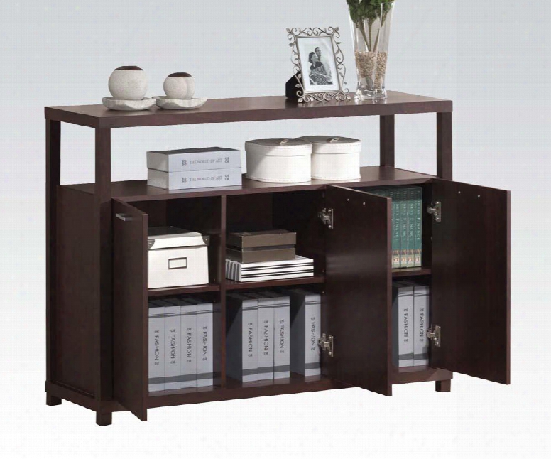 Hill Collection 08278 47" Cabinet With 3 Doors 4 Shelves Metal  Hardware Hollow And Medium-density Fiberboard (mdf) In Espresso