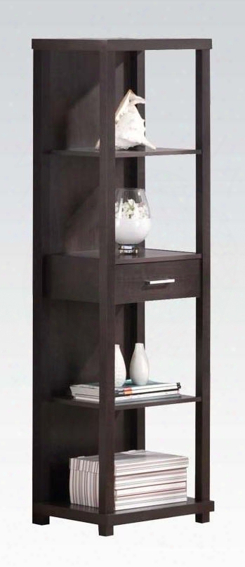 Hinto Collection 08279 64" Tall Book Shelf With Single Drawer In Espresso