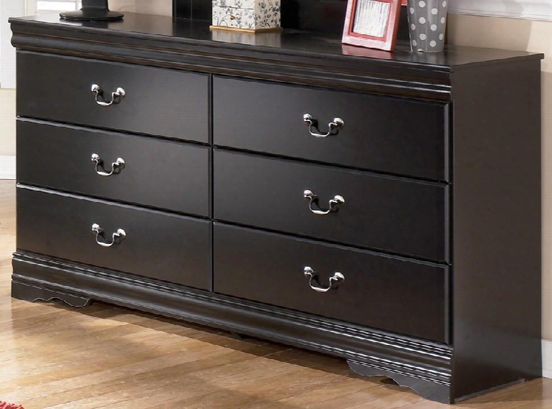 Huey Vineyard B128-31 60" 6-drawer Dresser With Top Moldings Side Rroller Glides And Ancient Rarity Pewter Hardware In