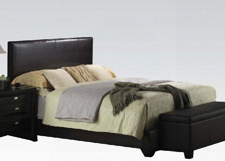 Ireland 14334ck Calfifornia King Size Platform Ebd With Tapered Legs And Bycast Pu Leather Upholstery In Black