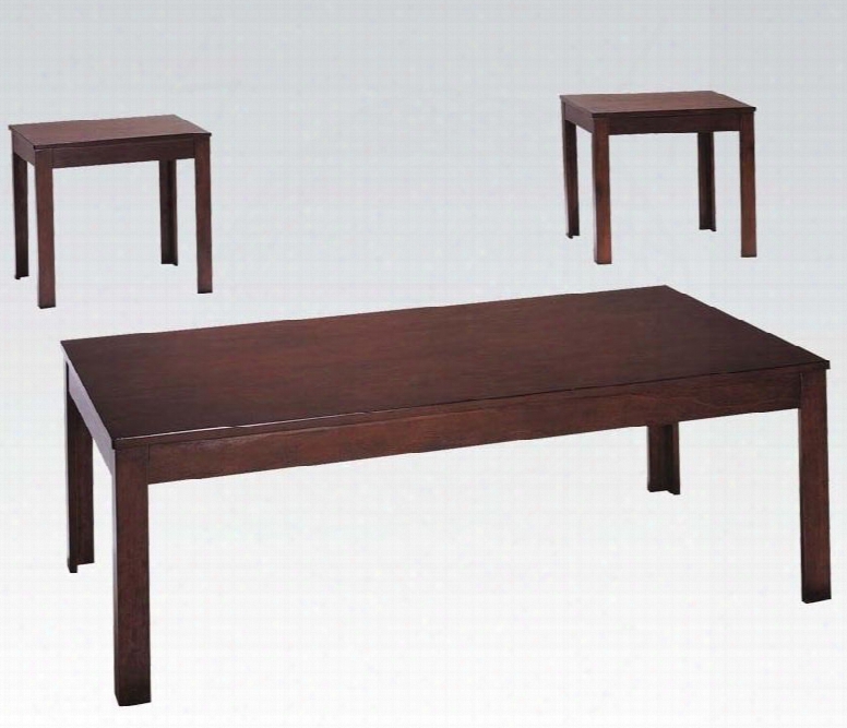 Java Collection 06174 3 Pc Living Room Table Set With Rectangular Coffee Table 2 End Tables Straight Legs And Veneer Materials In Cherry