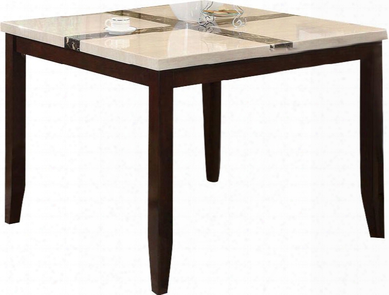 Justin Collection 16555 46" Counter Height Table With White Faux Marble Top Wooden Tapered Legs Medium-density Fiberboard (mdf) And Poplar Wood Veneer