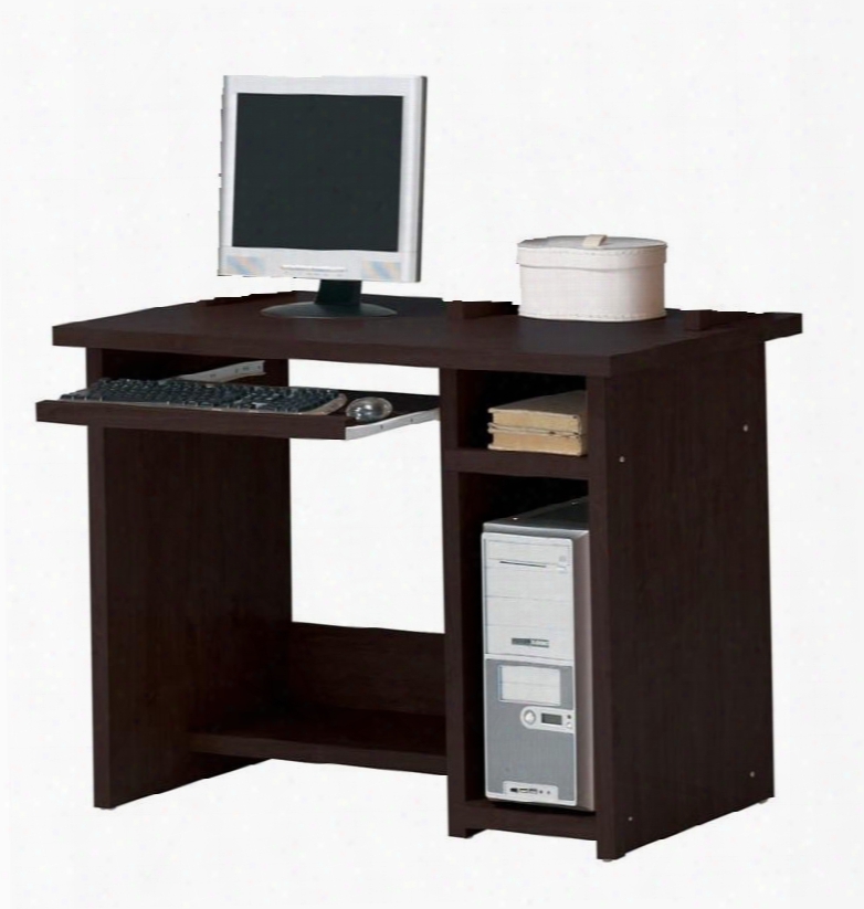 Linda 04690 39" Computer Desk With 1 Drawer Sliding Keyboard Tray Cpu Storage Shelf And Pu Paper Veneer Materials In Espresso