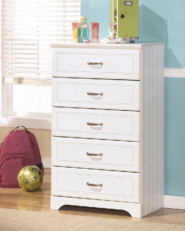 Lulu Collection B102-46 29" 5-drawer Chest With Grooved Panels Embossed Framing Drawers And Side Roller Glides In