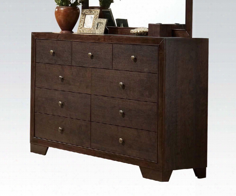 Madison Collection 19575 57" Dresser With 9 Drawers Center Metal Drawer Glide Round Knobs Rubberwood And Tropical Wood Materials In Espresso