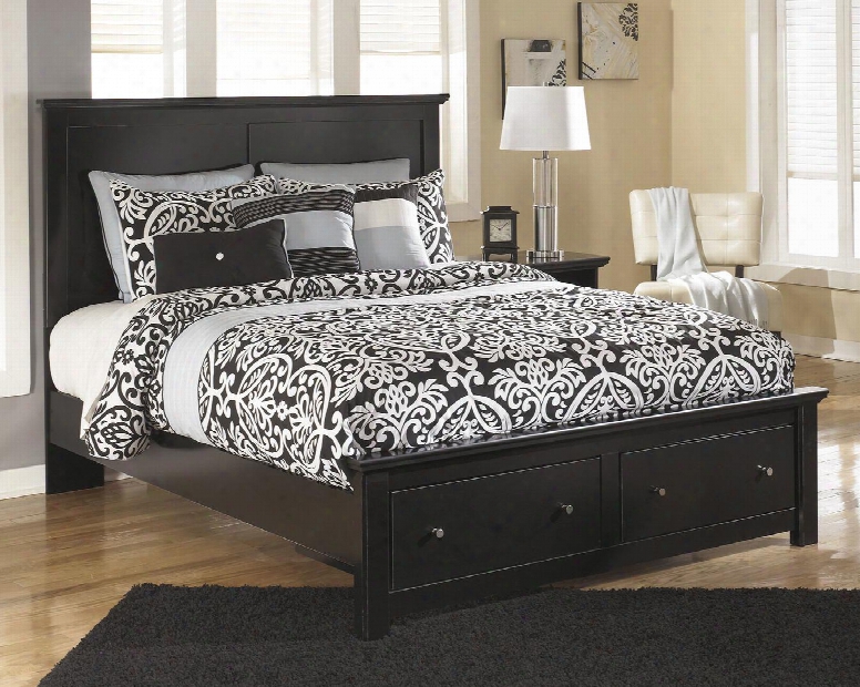 Maribel B138-54s/57/95/b100-13 Queen Size Storage Bed With 2 Footboard Drawers Scalloped Details And Pewter Tone Knobs In