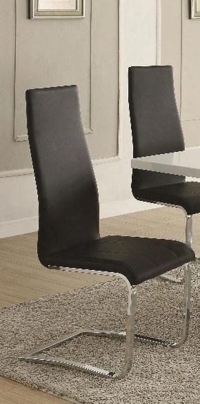 Modern Dining 100515blk 19.75" Faux Leather Dining Chair With Chrome Legs And Stitched Detailing In