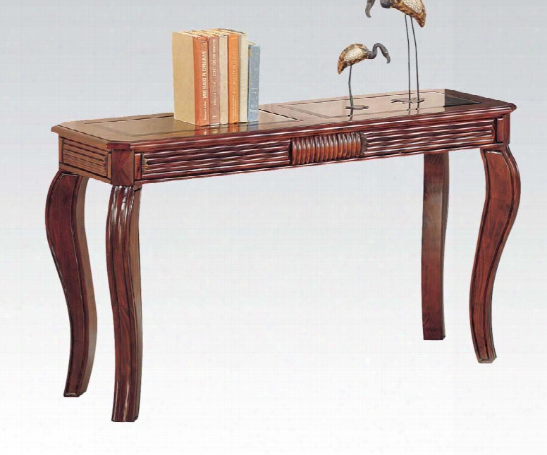 Overture Collection 06153 50" Sofa Table With 2 Square Center Glasses Cabriole Legs And Pine Wood Construction In Cherry