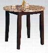 Granada Collection 17044 40" Round Counter Height Table with Brown Marble Top Tapered Legs and Wood Construction in Walnut