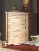 Sienna SIENNA-CH 44" Traditional 4-Drawer Chest with Hand Carved Designs Decorative Hardware and Pilasters in White