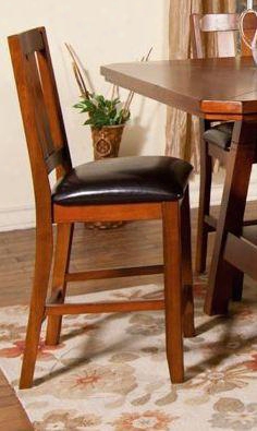 Route 66 Collection 1470bc 37" Side Chair With Cushion Seat Stretchers And Tapered Legs In Brown Cherry