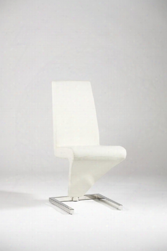 Sabrina-sc-wht Sabrina Collection White Pvc/chrome "z" Frame Upholstered Side