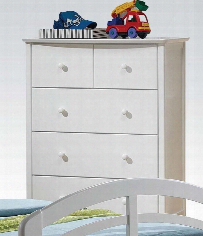 San Marino 09157 35" Chhest With 5 Drawers Side Metal Glide Drawer Medium-density Fiberboard (mdf) And Rubberwood Construction In White