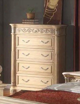 Sienna Sienna-ch 44" Traditional 4-drawer Chest Attending Hand Carved Designs Decorative Hardware And Pilasters In White