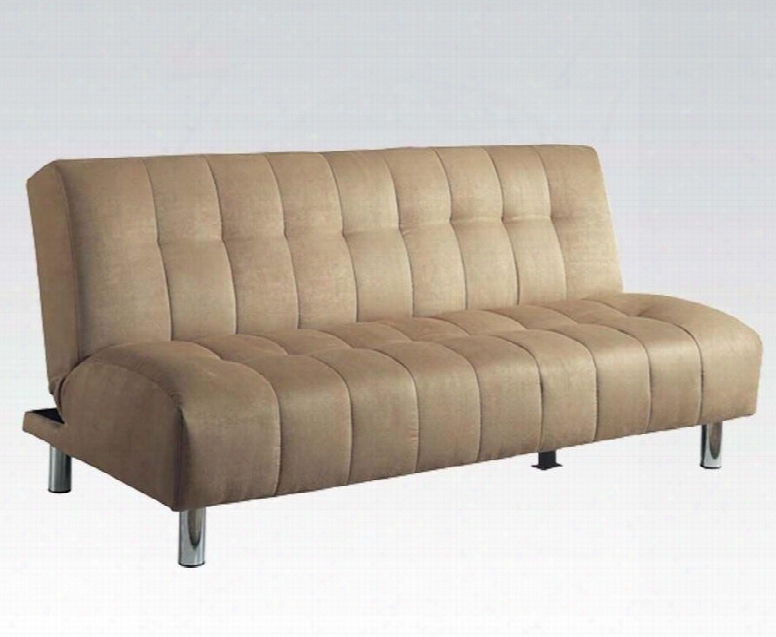 Sylvia Collection 05635 70" Adjustable Sofa With Tufted Cushions Sleep Function And Microfiber Upholstery In Beige