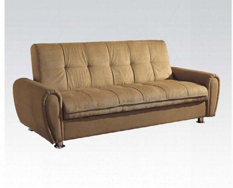 Taylor Collection 05637 82" Adjustable Sofa With Storage And Microfiber Upholstery In Khaki