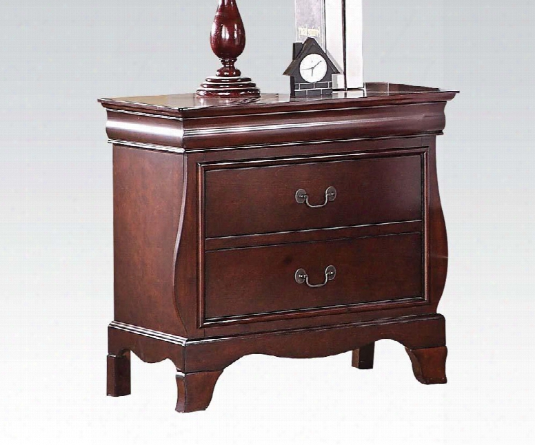 Verona Collection 30" Nightstand With 2 Drawers Metal Hardware And Wood Frame Construction In Dark Cherry