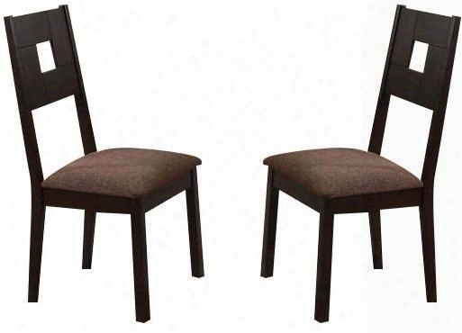Zenda Collection 04892 Set Of 2 20" Side Chairs With Grid Back Panel Fabric Seat Cushion And Rubberwood Construction In Black