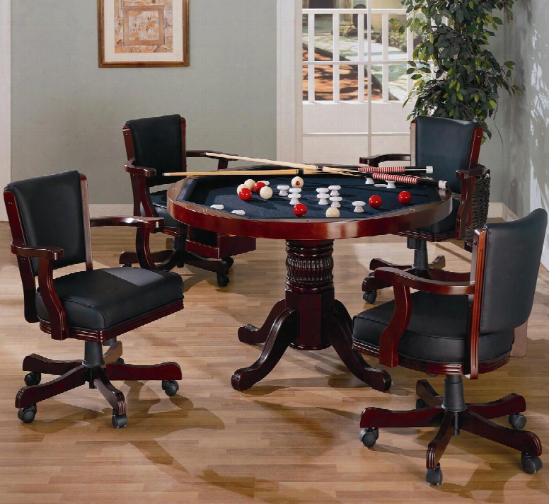 100201set Mitchell 5-pc Game Table Set (table And 4 Chairs) In Cherry