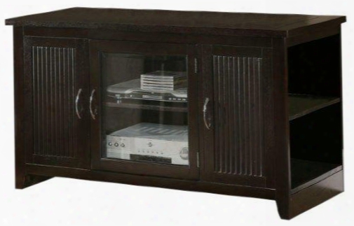 10120 Redfield Folding Tv Stand With 2 Cabinet Doors Glass Door Cabinet Metal Hardware And Cd/dvd Storage Space In Espresso