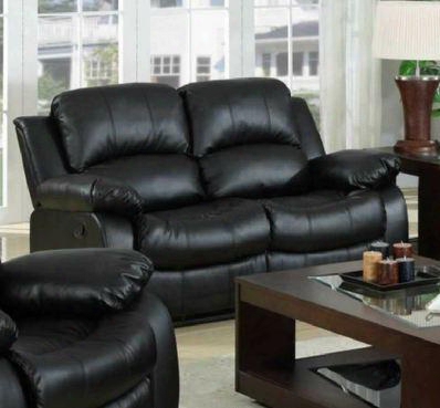 1075l-blk Kaden 60" Black Bonded Leather Reclining Love