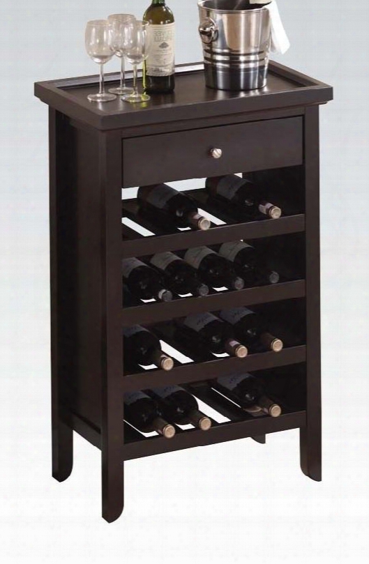 12242 Ivan Wine Cabinet With 1 Storage Drawer And Holds 16 Bottles In Wenge