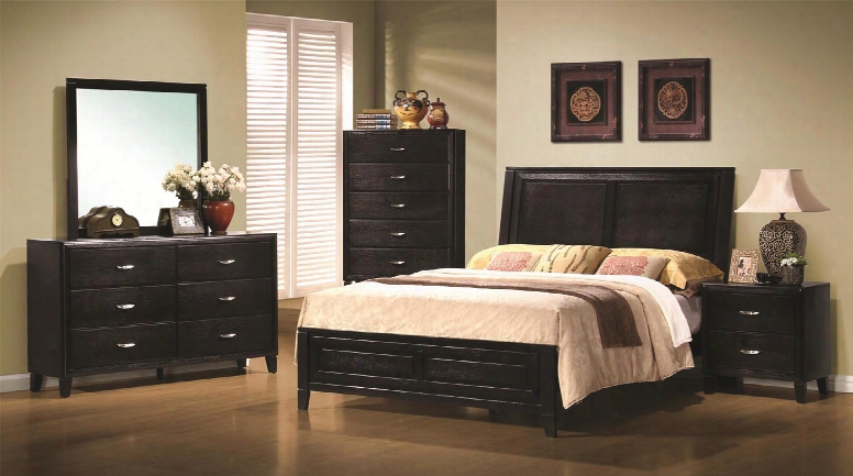 201961qset6 Nacey 6 Pc Bedroom Set In Brown/black Finish (bed 2x Nightstand Dresser Mirror And