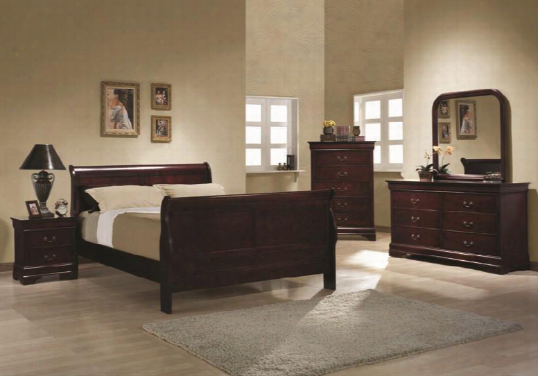203971qset6 Louis Philippe 6 Pc Bedroom Set In Cherry Finish (bed 2x Nightstand Dresser Mirror And