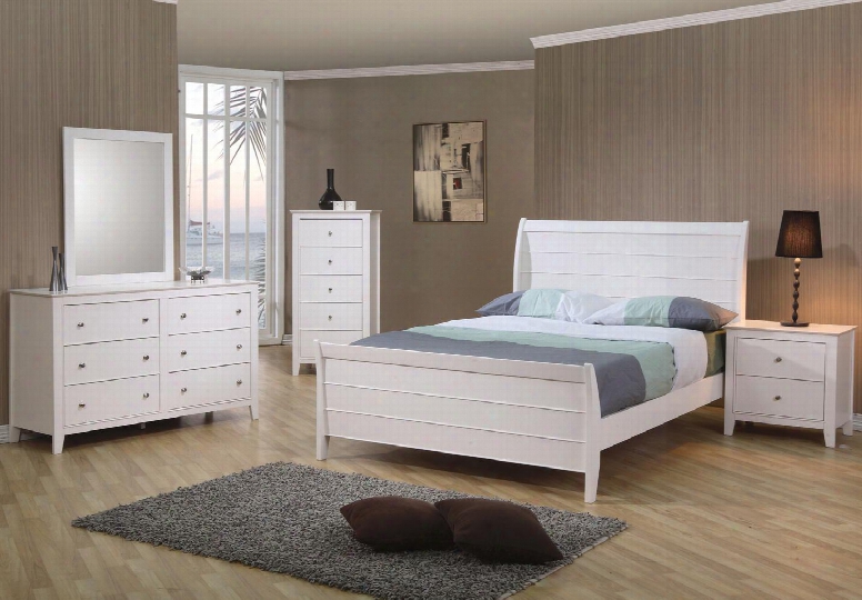 400231tset6 Selena 6 Pc Twin Bedroom Set In White Finish (bed 2x Nightstand Dresser Mirror And