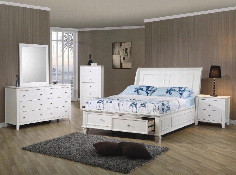 400239tset6s Andy Beach 6 Pc Twin Bedorom Set In White Finish (bed 2x Nightstand Dresser Mirror And