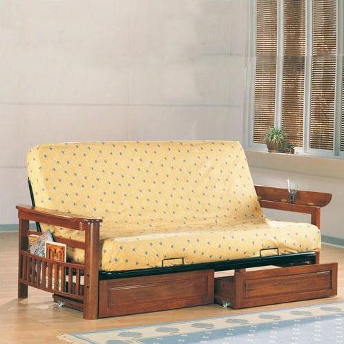 4075+6 Casual Futon Frame With Storage Drawers In Dark Oak By Coaster