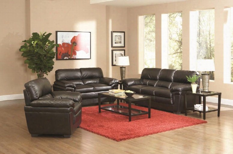 502951set3 Fenmore 3 Pcs Casual Living Room Set In Dark Brown (sofa Loveseat And