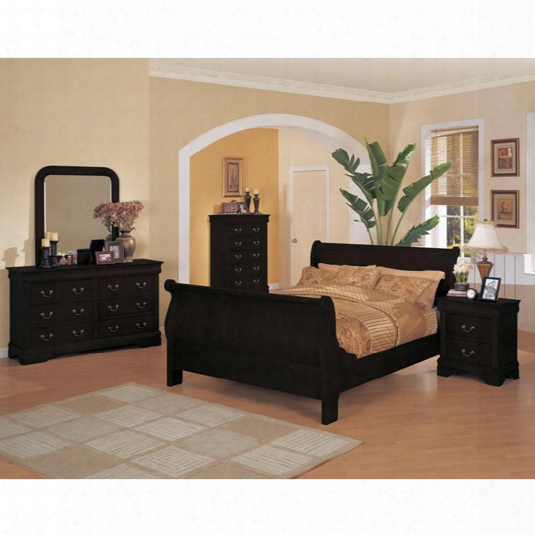 6702k-bk Louis Philippe King Sleigh Bed In Black