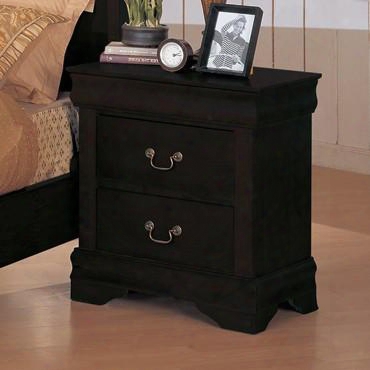 6703n-bk Louis Philippe 2 Drawer Wood Nightstand In Black