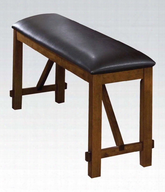 70009 Apollo Counter Height Bench In Espresso Pu Upholstery And Walnut