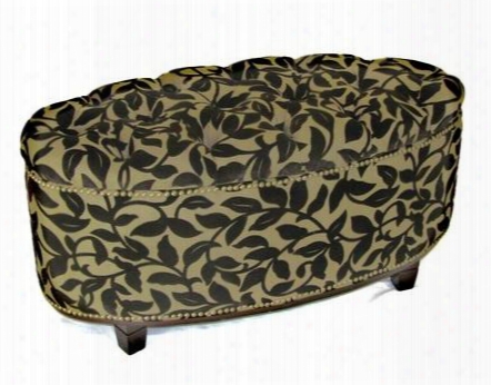 75650 38" Ora Oval Ottoman Bench With Interior Storage Tufted Top And  Antique Brass Nail Head Trim N Brown