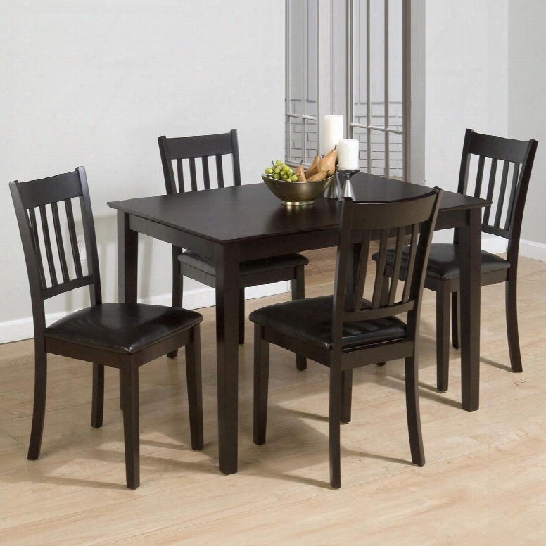 891 Marlin Coounty 5 Piece Casual Dining Table Set With 1 Tble And 4 Chairs With Faux Leather Upholstery And Solid Wood Construction In