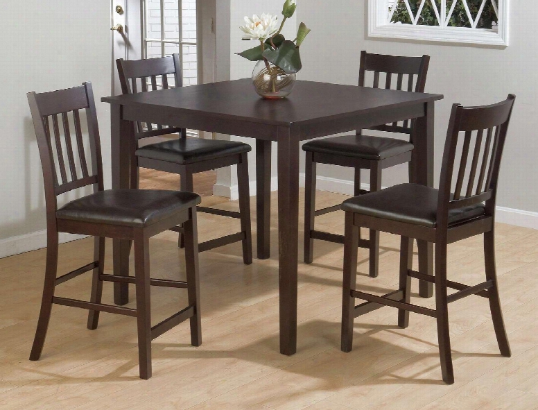 892 Marlin County 5 Piece Counter Height Dining Table Set With 1 Table And 4 Chairs With Faux Leather Upholstered Seat And Solid Wood Construction In