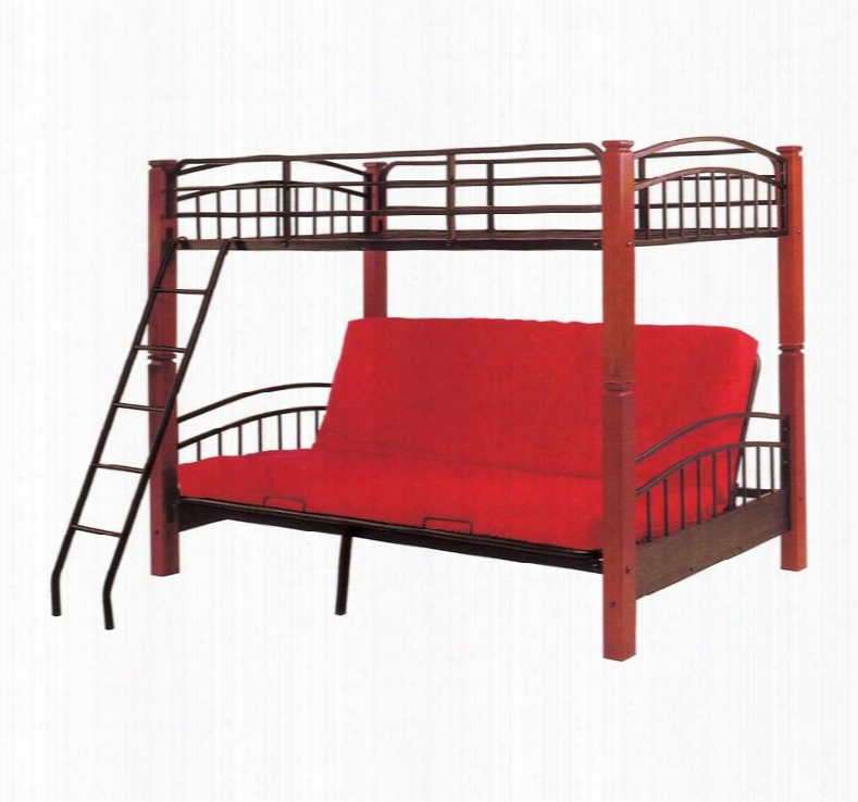 9099 Brooklyn Twin Over Full Convertible Futon Bunk Bed In Dark Cherry