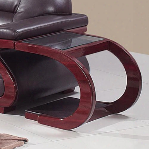 A086et Glass Top End Table With Curved Legs In Cherry