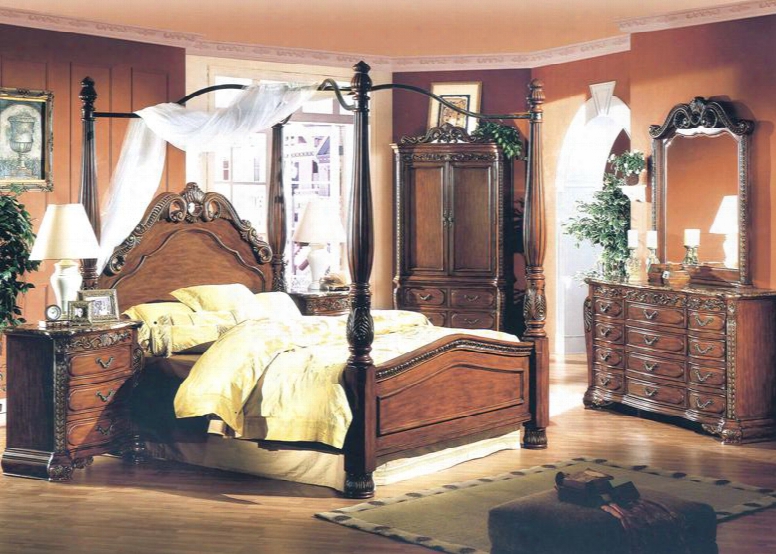 A6000q Isabella Queen Maple Poster Bed In Cherry