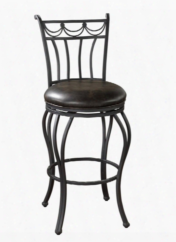 Abella Series 130912agir 30" Leather Swivel Bar Stool Finished In Aged Iron With