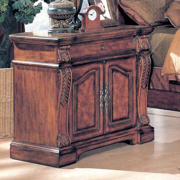 Al4103n Allison Poster Nightstand With Marble Top In Oak