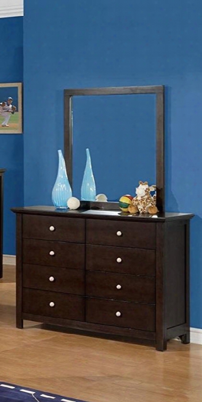 All Star Collection 11992 54" Dresser With 8 Drawers Baseball Theme Metal Hardware And Wood Frame In Espresso