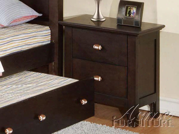 All Star Collection 12030 24" Nightstand With 2 Drawers Sports Themed Design Hardware Hardwood Solids And Veneers In Espresso