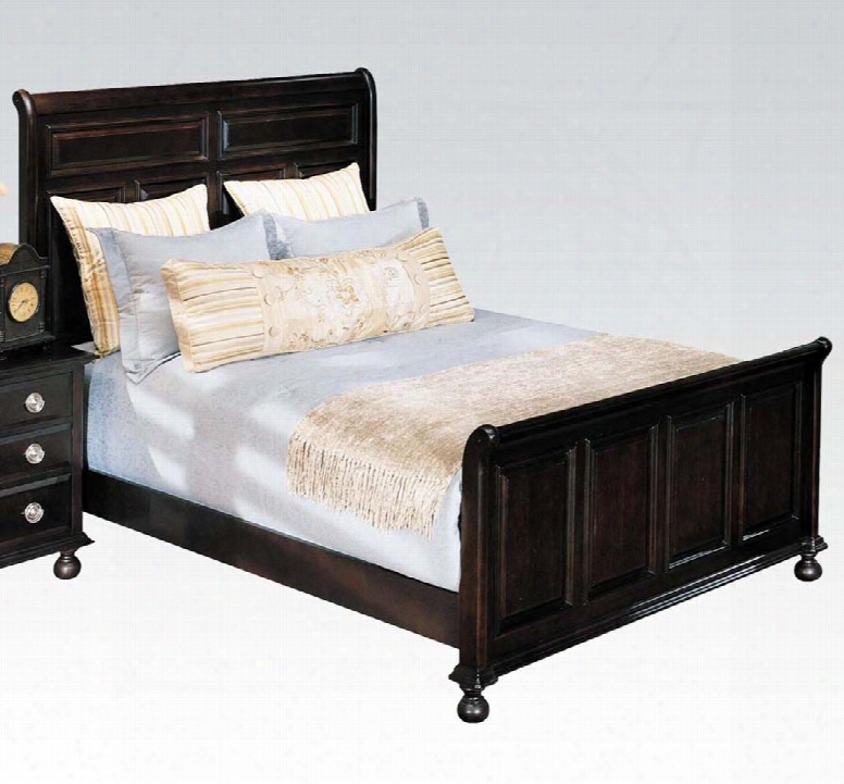 Amherst Collection 01790q Queen Size Sleigh Bed With Bun Feet Raised Panels Rubberwood Solid And Poplar Materials In Espresso