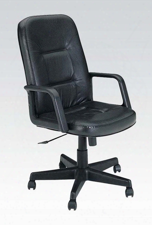 Andrew 02339 25" Office Chair With 360 Degree Swivel Pneumatic Lift Tilt Mechanism Casters Loop Arms And Bonded Leather Match Upholstery In Black