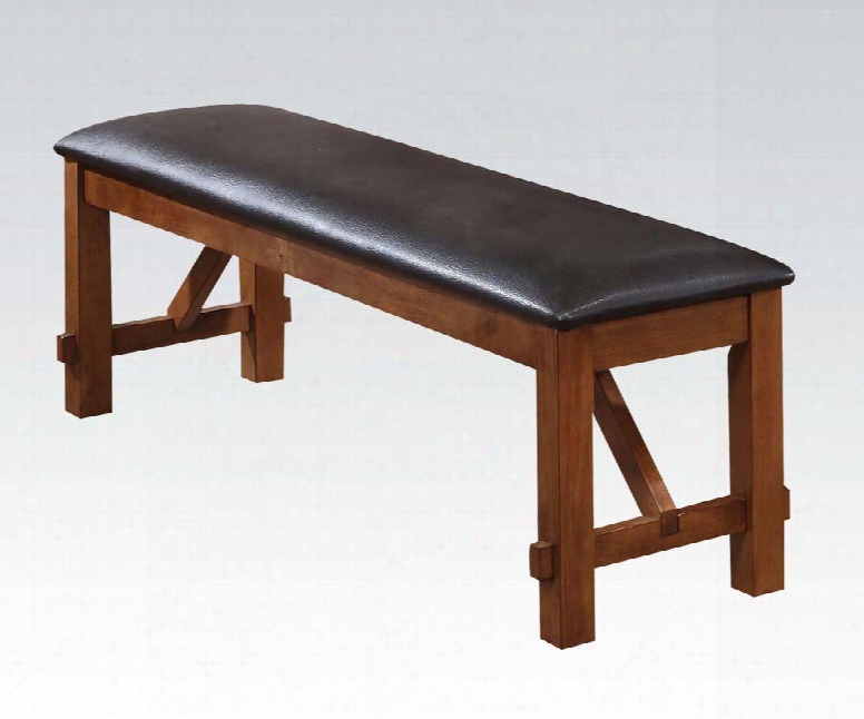 Apollo 70004 60" Dining Bench With Walnut Rubberwood Frame And Pu Leather Upholstery In Espresso