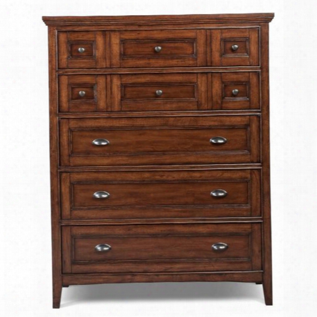 B1398-10 Harrison 5 Drawer Chest In Deep Cherry