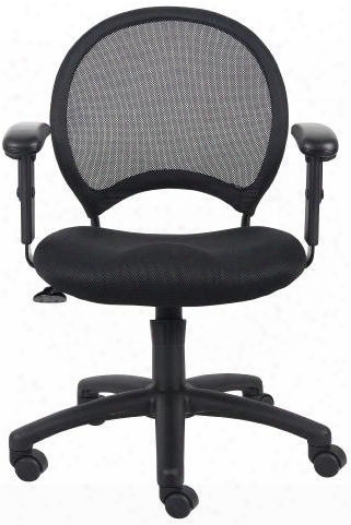 B6216 35" Task Chair With Adjustable Arms Open Mesh Back Solid Metal Back Frame Wrapped In Ballistic Nylon Breathable Mesh Fabric Seat 25" Nylon Base